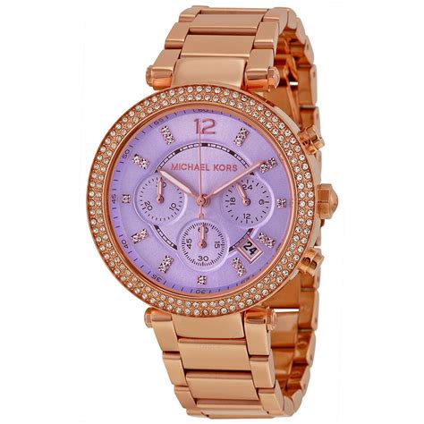 michael kors purple face watch|rose gold tone watch.